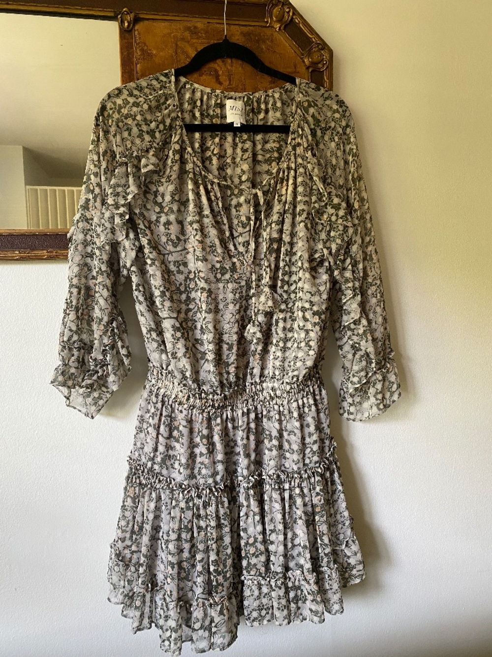MISA Los Angeles Penelope Tiered Ruffle Floral Dress Boho Medium